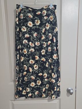 Byer California Black Maxi Skirt with Cream,Yellow, & Orange Floral Printange